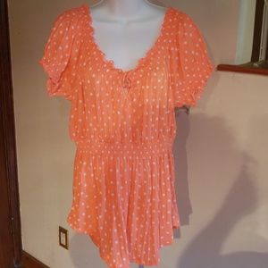 Adorable coral and white polka dot shirt